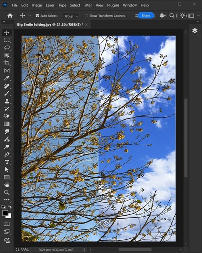 160K views · 1.6K reactions | Adobe photoshop tips to erase and change difficult sky background #bigsmileediting | Big Smile Editing | Facebook