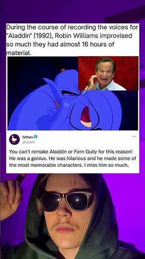 During the course of recording the voices for"Aladdin" (1992), Robin Williams improvised