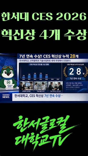 한서대, CES 2026 혁신상 4개 수상…국내 대학 최다·7년 연속 쾌거