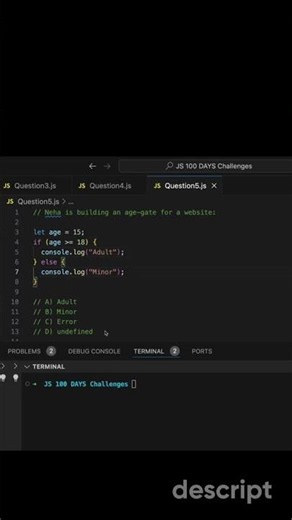 JavaScript Quiz (Question 5) #coding #programming #frontendcourse #javascript #correctcoding