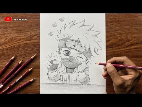 How to Draw Cute Kakashi Hatake | Chibi Naruto Character Drawing (Step by Step)