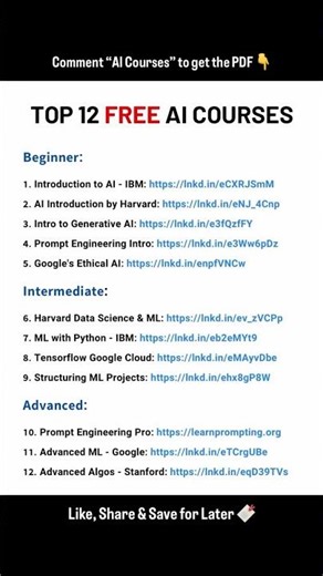 top 12 ai free course #shorts #datascience