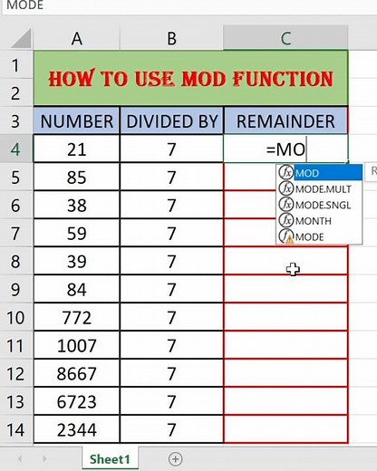 HOW TO USE MOD FUNCTION