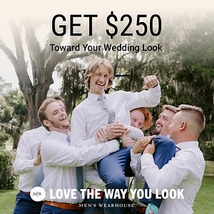589 reactions · 75 shares | Book your party with us and save. Get $250 towards your rental, purchase, or custom wedding look. | Men's Wearhouse | Facebook