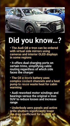 Audi Q8 e‑tron: dual charging ports, virtual mirrors and advanced thermal management system