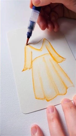 Watercolor Pencils - Rustic Dress Illustration 🎨