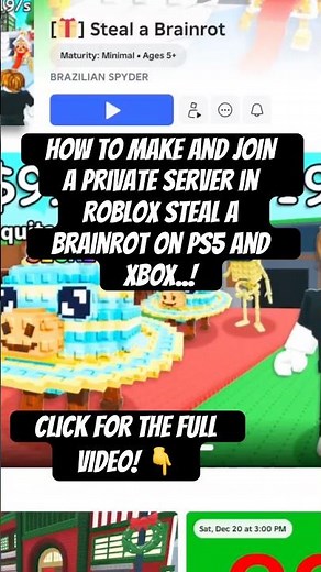 How to CREATE and JOIN a Private Server in Roblox Steal a Brainrot on PS5 and XBOX #roblox #shorts