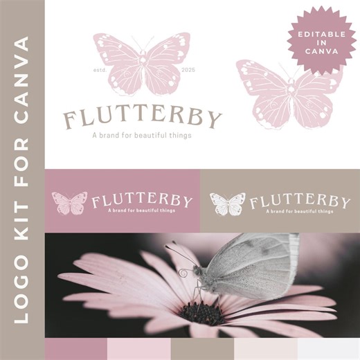 Butterfly Logo Canva Template, Nature Inspired Branding Kit, Editable Logo Design for Small Business, Pretty Feminine Brand Identity - Etsy Australia