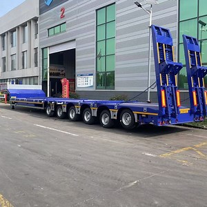 [Hot Item] Multi Axle 18 Meters Truck Low Bed 80-120 Ton Special Low Boy Lowbed Semi Trailer