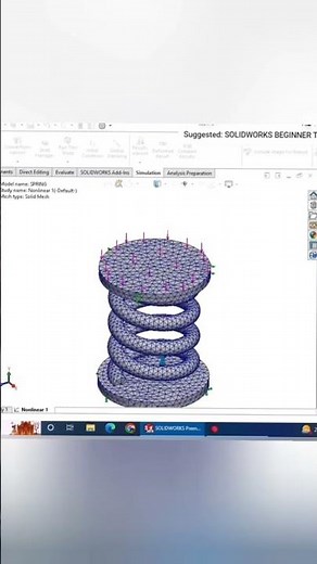 Spring Simulation analysis design in Solidworks #solidworksbeginnerstutorials #assembly #caddesign