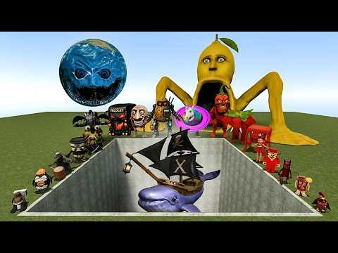 AI Brainrot Memes vs Capitano Moby Bosses in Giant Pit – Gmod Chaos