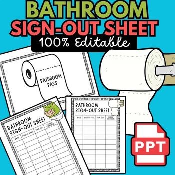 Bathroom Sign-Out Sheet   Restroom Pass – Editable & Printable Log Sheet