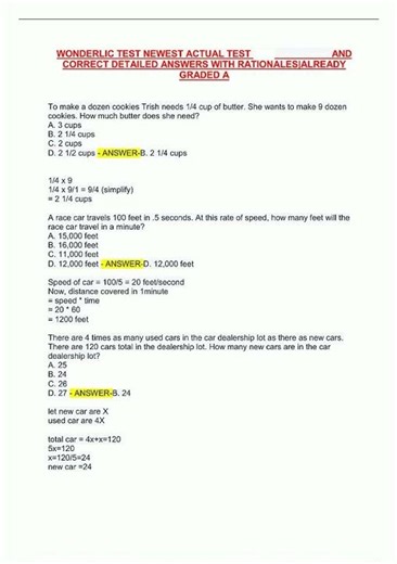 Latest wonderlic study questions and answers932 video