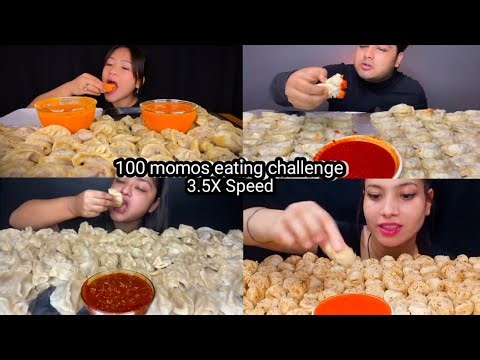 ASMR :- 100 momos eating challenge🤤100 dumplings eating challenge 🥰 Creamy momos with spicy chatni