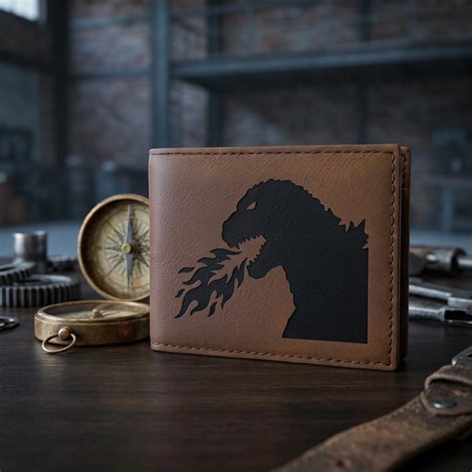 Godzilla Bifold Wallet | RFID Blocking | Fire-breathing Silhouette | Monster Fan Gift for Him - Etsy