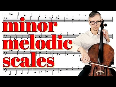 How to Play 2 Octaves Minor Melodic Cello Scales | Cello Lessons for Beginners