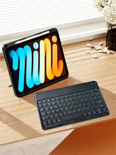 Rounded Cap Silent Mini Wireless Keyboard, 10-Inch Ultra-Thin, Rechargeable Silent, Compatible With IPad, Computer, Phone, Tablet | SHEIN