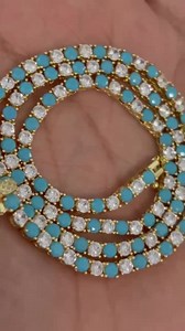Turquoise & Diamonds Tennis Chain, Brass and 14K Gold Plated Tennis Chain, Blue 3mm Turquoise Tennis Chain, Stacking Necklace, Gift for Her - Etsy