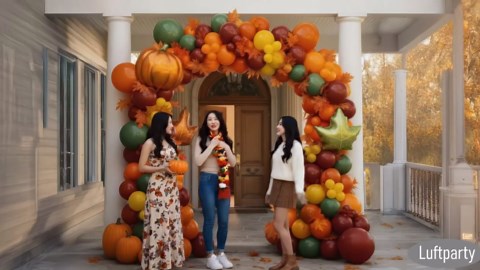 Fall harvest color Balloons Garland Arch Kit Burnt orange maroon green Balloons with artificial maple leaf pumpkin Maple Leaf mylar balloons for Thanksgiving Autumn Harvest friendsgiving Decorations