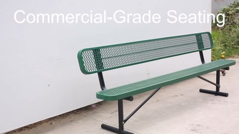 8FT Benches for Outside, Heavy-Duty Green Outdoor Garden Bench with Back, Metal Park Bench, Commercial-Grade Seating,Industrial Bench Patio Bench Furniture for Beach Yard School Shopping Centers