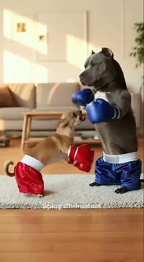 Chihuahua And Pit Bull Boxing #shortvideo#funny #boxing