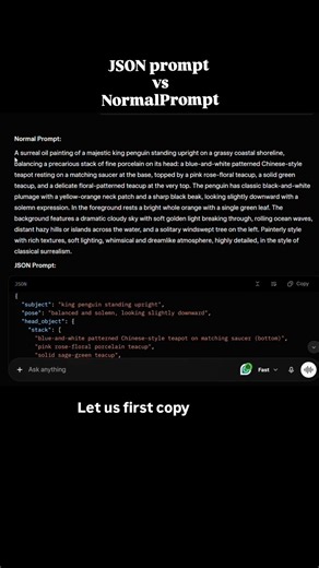 JSON prompt vs Normal Prompt