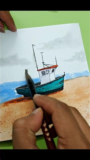 How to paint a boat by the beach | Simple watercolor seascape