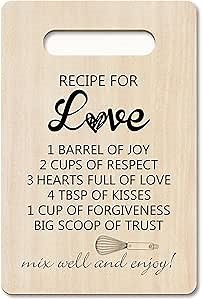 Wedding Gifts Kitchen Wall Decor Housewarming Gifts New Home, Kitchen Gift for Women Wife First Home Couple New Homeowner, Home Dining Room Kitchen Decorations Recipe for Love Wood Hanging Sign -04