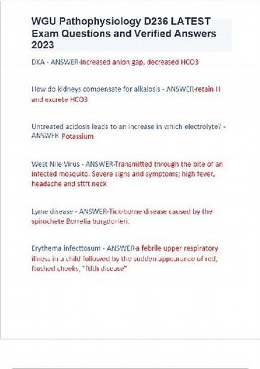 WGU Pathophysiology D236 LATEST Exam Questions and Verified Answers