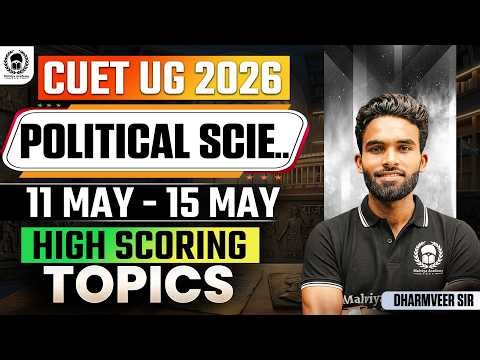CUET UG 2026 Political Science High Scoring Topics Based on 11-15 May Paper Analysis | Dhramveer Sir