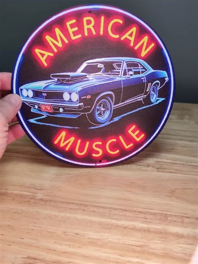 American Muscle Neon Effect Wall Art Sign for Garages