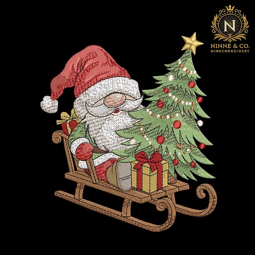 Santa Sleigh Christmas Embroidery Design, Santa With Tree and Gifts Embroidery File, Winter Holiday Machine File, Xmas Instant Download - Etsy