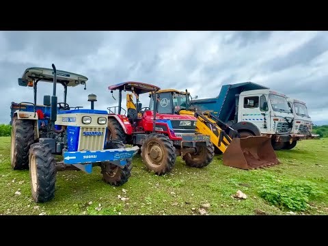 New JCB Machine Mud In Mahindra Arjun & Swaraj Tractor 🚜 2 Tata Dumper Lodging Video Jcb Tractor 
