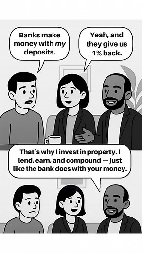 Banks don’t just store your money they use it to make more money. They lend it, earn interest, and compound it… while giving you just 1%. Smart investors flip the script. They invest in property to create their own cashflow earning, lending, and compounding just like the banks do.  Follow for more simple ways to grow wealth through UK property investing. #UKProperty #interest #lend #earning #PassiveIncome #Cashflow #SmartInvesting #FinancialFreedom | Rahim Bah | Facebook
