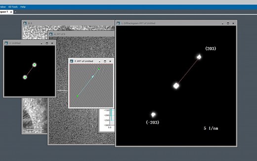 DigitalMicrograph软件-使用插件对局部正空间晶格条纹转换为SAED图像-倒空间衍射斑点指标化（第三期）