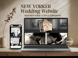 New Yorker Wedding Website Template, Canva Wedding Web Invitation, Online RSVP, Wedding Countdown, Interactive Map, Canva Website Invite - Etsy Canada