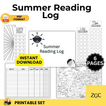 Printable Summer Reading Log for Kids | Black & White Reading Challenge PDF