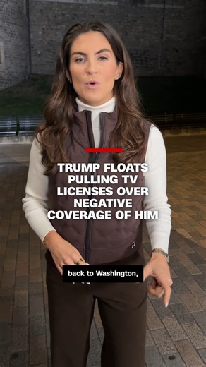 President Donald Trump said he thinks networks' broadcast licenses could be revoked if they air overwhelmingly negative perspectives on him. CNN's Kaitlan Collins reports. Read more: https://cnn.it/3KaQN80 | CNN