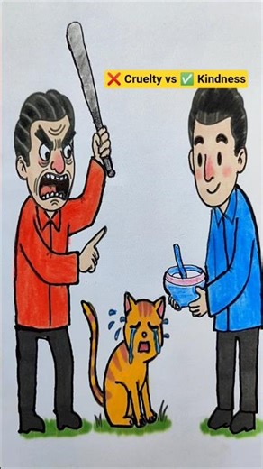 😡 Cruelty vs ❤️ Kindness | Moral Drawing Shorts | #Kindness #SaveAnimals