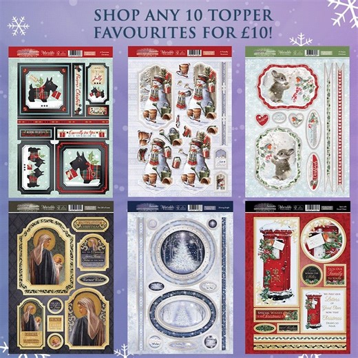 You're going to be spoilt for choice with our Christmas Topper Favourites! 🎄⛄ NOW 10 for £10! 😲 Choose from an amazing selection of Topper sheet designs specifically picked from our best-selling Christmas Topper Sets – so you don’t have to choose! 😆 https://rb.gy/ssk9e | Hunkydory Crafts