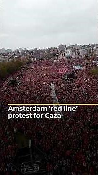 Hundreds of thousands join Amsterdam’s ‘red line’ protest for Gaza | AJ#shorts