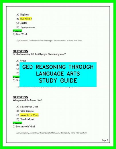 GED REASONING THROUGH LANGUAGE ARTS STUDY GUIDE