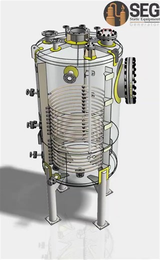 Vertical Vessel With Support Legs on Conical Head - By SEG Software