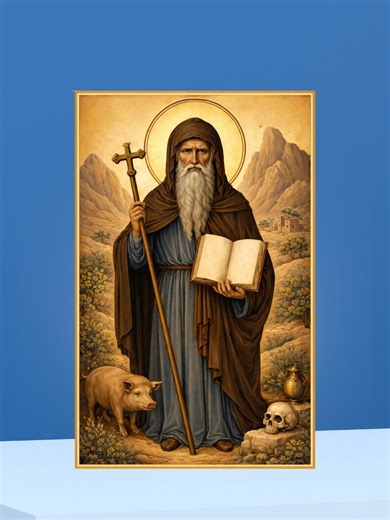 Saint Antoine le Grand Pour l’abondance des jardins et des élevages Antoine le Grand, également connu comme Antoine d'Égypte, Antoine l'Ermite, ou encore Antoine du désert, est un moine considéré comme le père du monachisme chrétien. Sa vie nous est connue par le récit qu'en a fait Athanase d'Alexandrie vers 360. Il serait né vers 251 et mort vers 356 à l'âge de 105 ans. Né en Égypte à Hérakléopolis Magna (aujourd'hui Qeman, Fayyoum) dans une famille assez riche d'agriculteurs égyptiens fervents