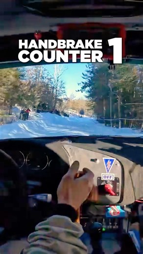 How many times does this rally driver use the handbrake?