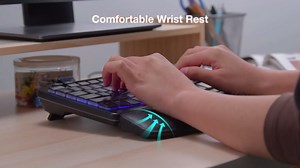 VEILZOR Wired Ergonomic Keyboard, 7-Color Backlit USB Computer Keyboard with Wrist Rest, Wave Keys, Phone Holder, Lighted Keyboard Compatible with PC, Laptop, Windows, and Mac