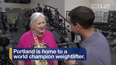 Joe V. Fox 12 Oregon met up with a 90-year-old woman who is a world champion weightlifter. MORE: http://bit.ly/37CC11D | FOX 12 Oregon