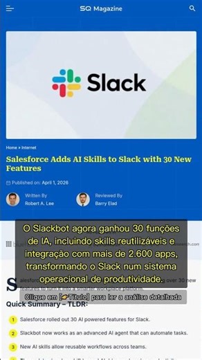 🧐👉 Slack vira agente de IA: 30 funções que mudam o jogo no trabalho #QixNewsAI