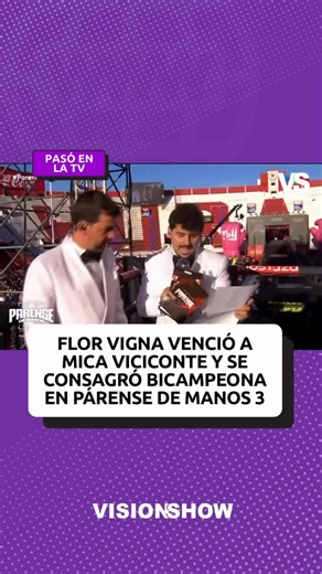 📢 En la pelea más esperada de la jornada, Flor Vigna se impuso ante Mica Viciconte este sábado 20 de diciembre en el cuadrilátero de Párense de Manos 3. En un enfrentamiento que revivió la histórica rivalidad de sus años en Combate, la cantante logró defender su título y quedarse con el cinturón tras una decisión por puntos. El combate, que se extendió durante tres rounds de tres minutos, destacó por la paridad y el despliegue físico de ambas participantes. Aunque no hubo knock out, Vigna logró