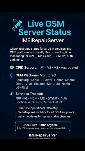🛰️ Live GSM Server Status IMEIRepairServer #cpid4 , #Cpid5 , #Cpid3 , #CPID 2 , #JDM #serverstatus